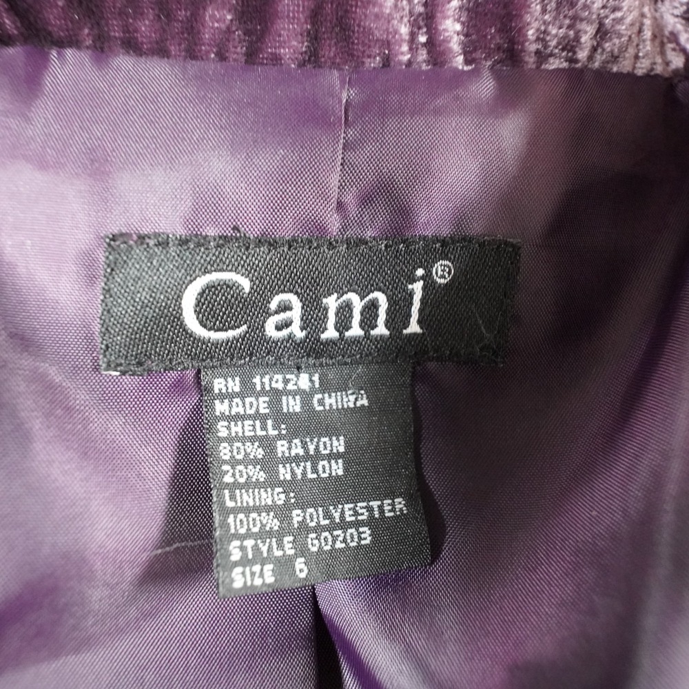 Cami Velvet Blazer Jacket Womens 6 Purple Y2K Whimsigoth Belted Pockets Party - Picture 4 of 13